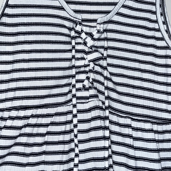 Striped Black and White Babydoll Tank Top - Picture 5 of 6